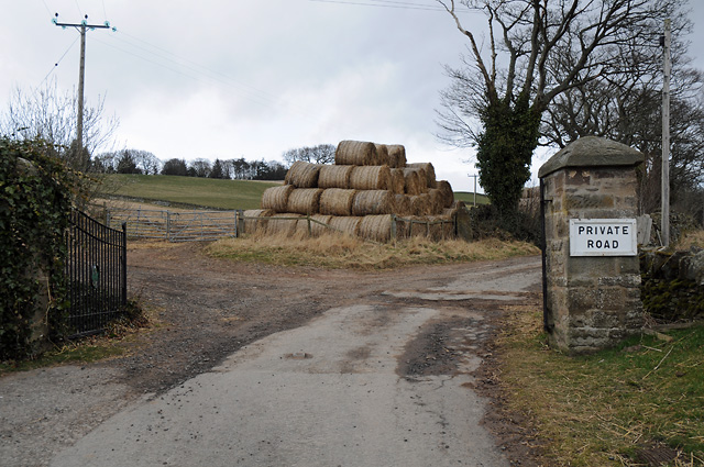 Gates at start of Private Road beyond Couston