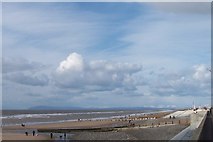 SD3142 : Cleveleys Beach and distant view of snow covered hills. by Terry Robinson