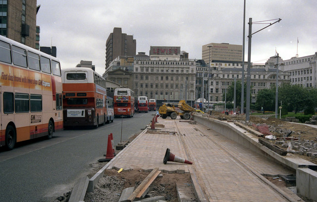 Construction of Piccadilly Gardens tram station