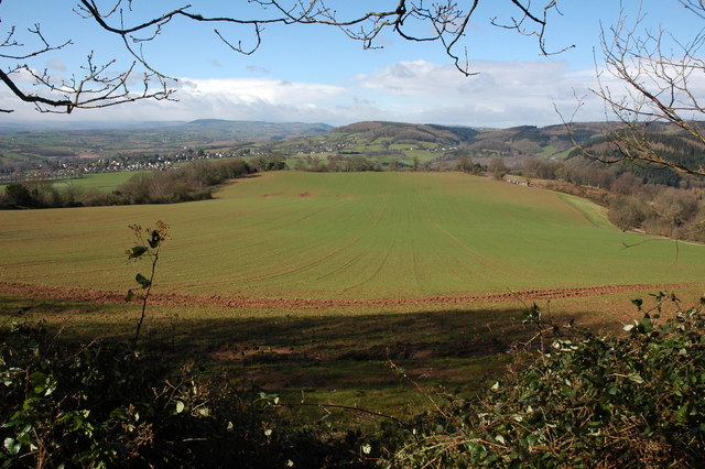An arable field and the Welsh borderlands
