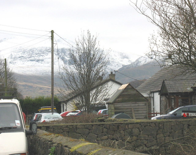 Craig y Dinas with a snowy Snowdon in the background on Easter Day.