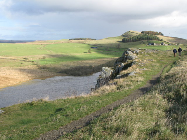Hadrian's Wall Path on Highshield Crags above Crag Lough