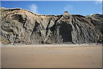 SN1951 : Cliffs behind Mwnt Beach by Bob Jones