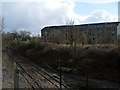 Clydebank railway line from the bank of the Forth and Clyde Canal