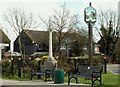 TQ7195 : Ramsden Heath's village sign and War Memorial by Robert Edwards