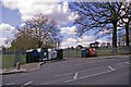 Recycling Bins at entrance to Brunswick Park Recreation Ground, London N11