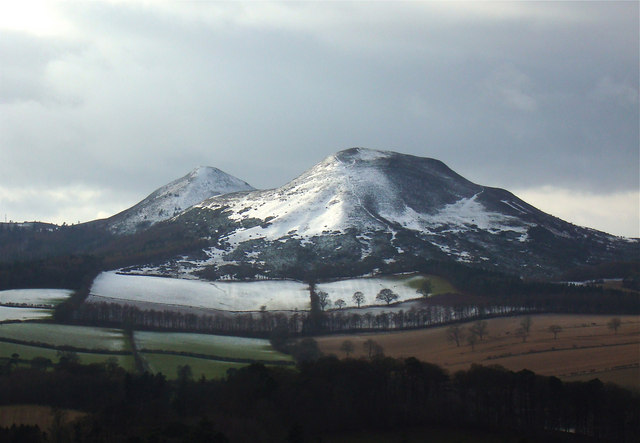 The Eildon Hills with snow cover