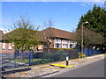 New pavement being laid outside Court Lane Junior School