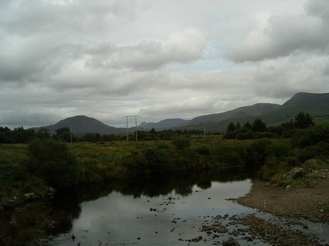 River bank meander from bridge near old Cashlagh NS
