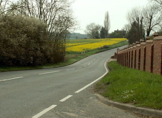 Part of the A1124, heading towards Wakes Colne