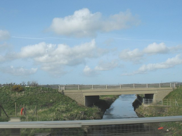 The A55 bridge over the canalised Afon Cefni