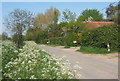 Lane past cottages at Coddenham Green