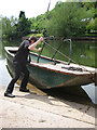 Launching the hand ferry at Symonds Yat East