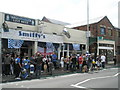 A bigger crowd than usual outside Smiffy