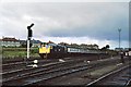 Eastfield 1978 - Edinburgh-Glasgow push-pull train passing council houses