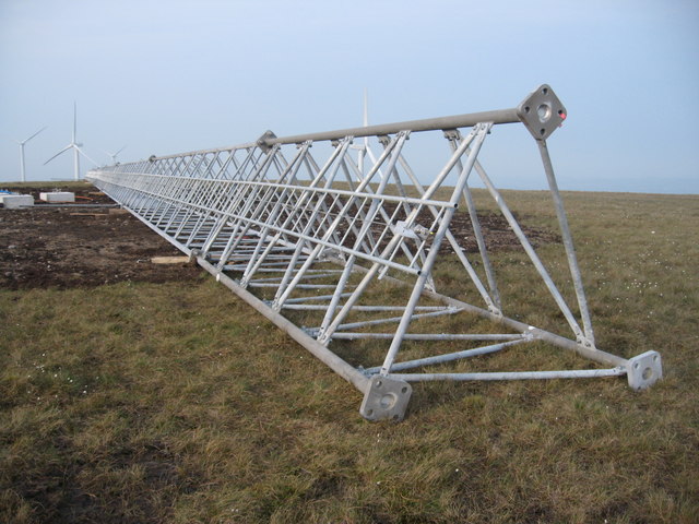 Met Mast under construction on Scout Moor