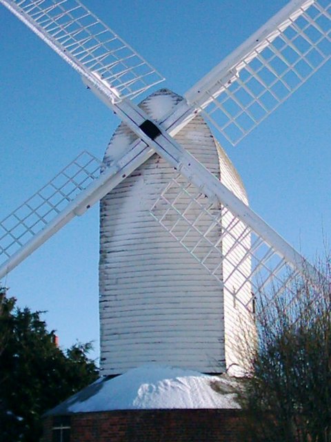 Thrigby windmill in the snow