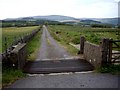 Cattle grid at entrance to farm track off  B6478