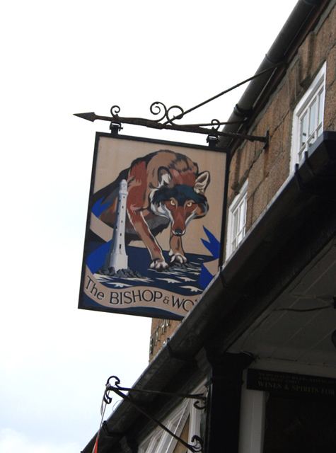 Pub Sign, Bishop and Wolf - Bishop side