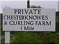 Chesterknowes sign advertising the farming of Curling