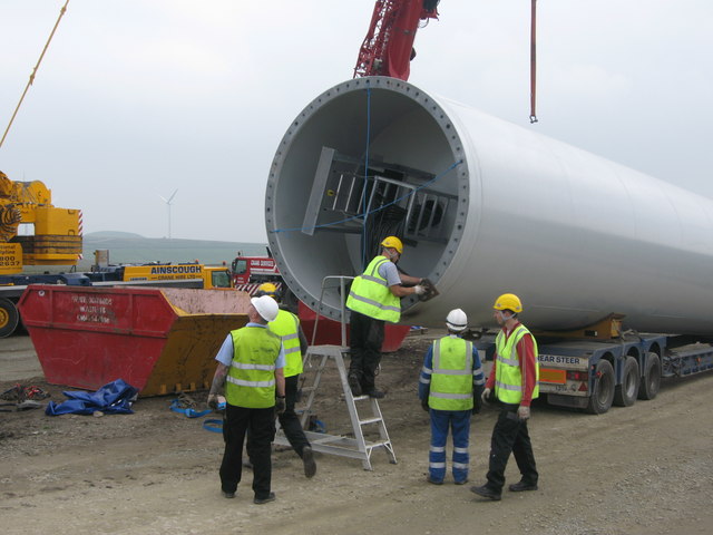 Engineers prepare tower section for lifting