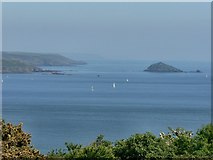 SX4947 : Wembury and The Great Mew Stone from Cawsand Bay by Mick Lobb