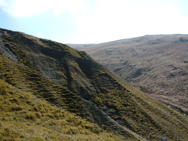 Climbing a hillside out of the Nant yr Iau Gorge