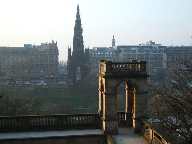 Looking towards the Scott Monument in the evening sun