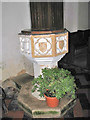 TG2124 : St Peter's Church - C19 baptismal font by Evelyn Simak