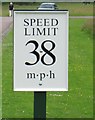 38 mph (60 kph) speed limit sign