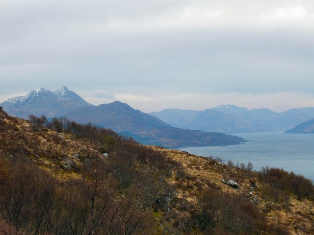 The slopes of Beinn Bhreac to Loch Hourn and Beinn Sgritheall