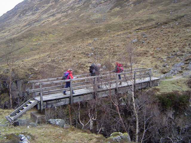 Footbridge over Allt Grannda at the head of Gleann Lichd