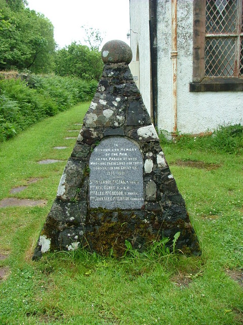 The war memorial in St Ewen's churchyard on Ulva