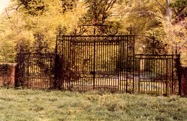 Gates on the old drive to Denton Manor