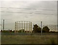 Gasometer frames near Bounds Green rail depot