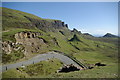 NG4467 : Hairpin bend near the Quiraing car park by Leslie Barrie