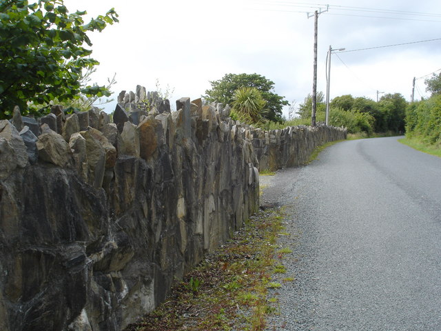 Rocky wall by a country road