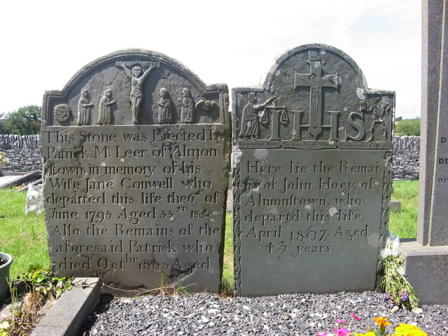 Decorated headstones at Mayne, Co. Louth
