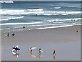 Surfers on Fistral Beach