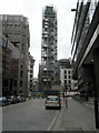 View of The Monument from southern end of Botolph Lane