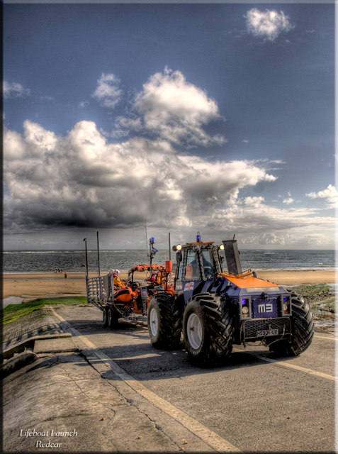 Redcar lifeboat launch.