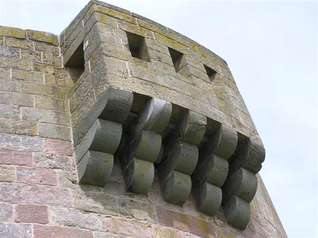 An example of machicolation, Magilligan Tower