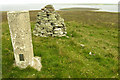HY4422 : Trig Point and Cairn, highest point on Gairsay (102 metres) by George Brown