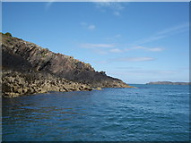 SM7025 : Ramsey Island: north eastern tip (St David's Head in the distance) by Keith Salvesen