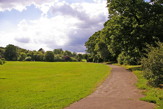 Path across Arnos Park, London N14