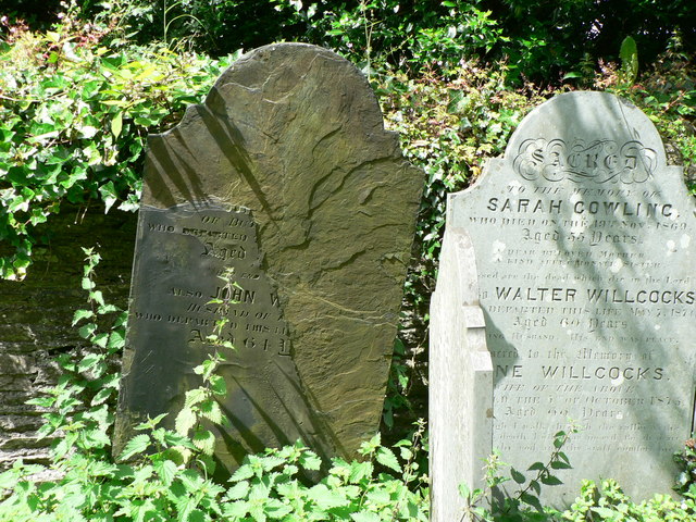 Decaying gravestones, St. Budeaux churchyard, Plymouth.