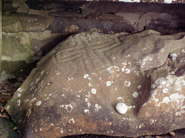 Early Christian Incised Cross in shelter by church