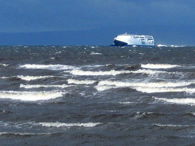 P&O Ferry approaching Troon on a blustery day