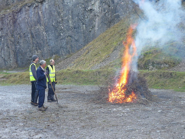 Burning scrub after removal from the Cheddar Gorge slopes