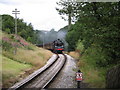 Train arriving at Haworth Station